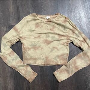 Garage Ribbed Brown and Tan Tie dye Top